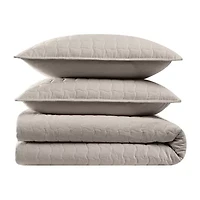 Brooklyn Loom Matte Cotton Velvet Wavy Stitch Easy Care Quilt Set