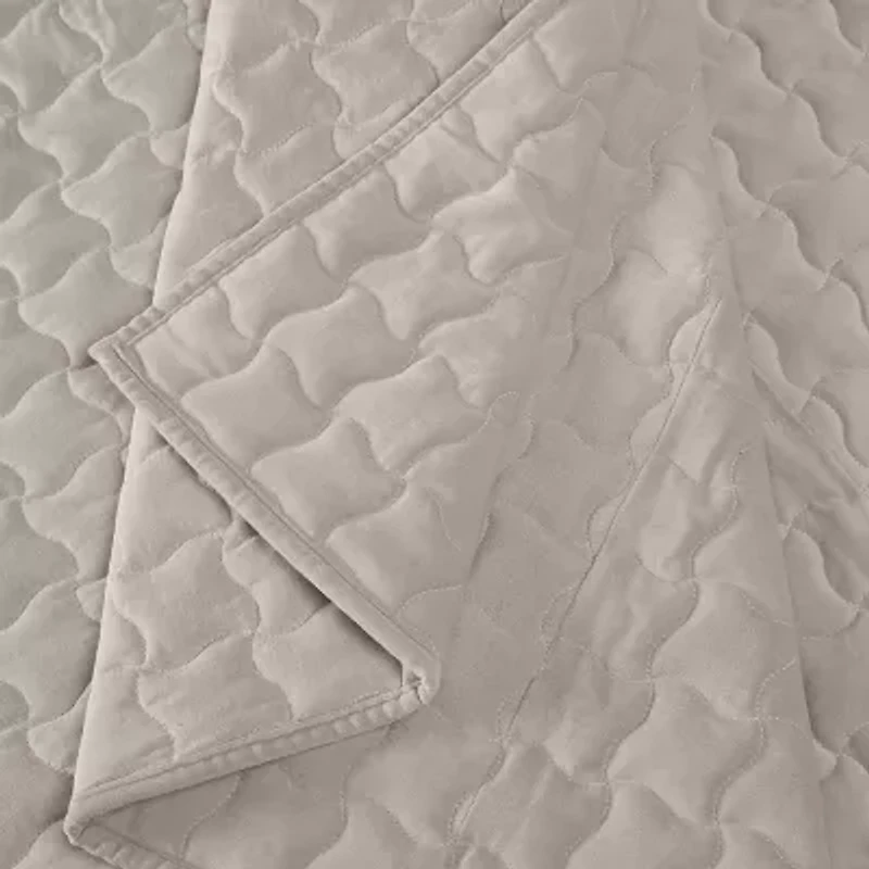 Brooklyn Loom Matte Cotton Velvet Wavy Stitch Easy Care Quilt Set