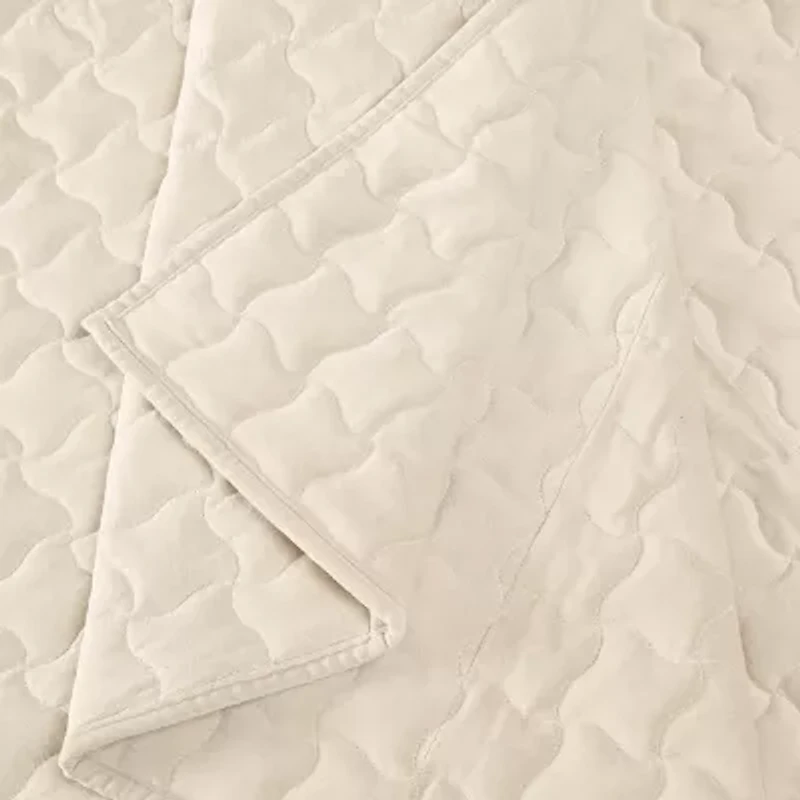 Brooklyn Loom Matte Cotton Velvet Wavy Stitch Easy Care Quilt Set