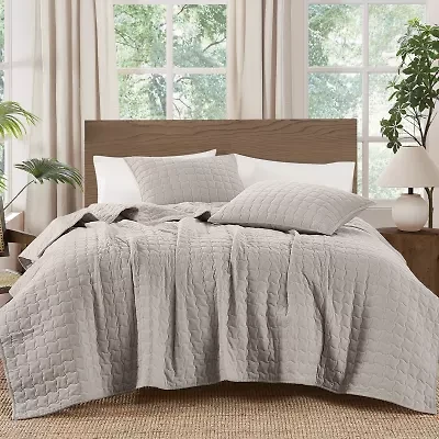 Brooklyn Loom Matte Cotton Velvet Wavy Stitch Easy Care Quilt Set