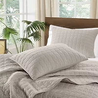 Brooklyn Loom Matte Cotton Velvet Wavy Stitch Easy Care Quilt Set