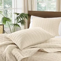 Brooklyn Loom Matte Cotton Velvet Wavy Stitch Easy Care Quilt Set