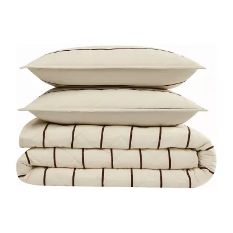 Brooklyn Loom Hayward Stripe Easy Care Quilt Set