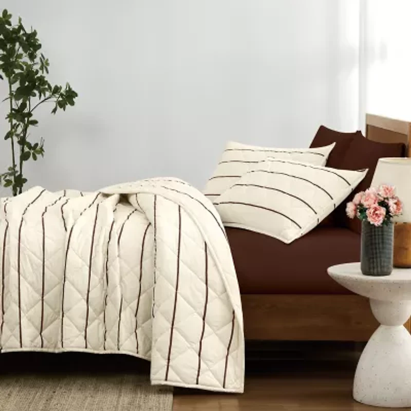 Brooklyn Loom Hayward Stripe Easy Care Quilt Set