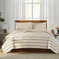 Brooklyn Loom Hayward Stripe Easy Care Quilt Set