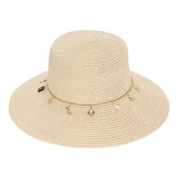 SOL and MER Straw Downbrim With Charm Chain Womens Floppy Hat