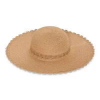 SOL and MER Strawwith Lace Band Womens Floppy Hat