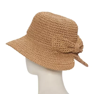 SOL and MER Split Back Bow Crochet Womens Bucket Hat