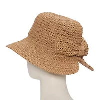 SOL and MER Split Back Bow Crochet Womens Bucket Hat