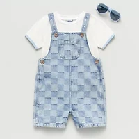 Little Lad Baby Boys 3-pc. Shortall Set