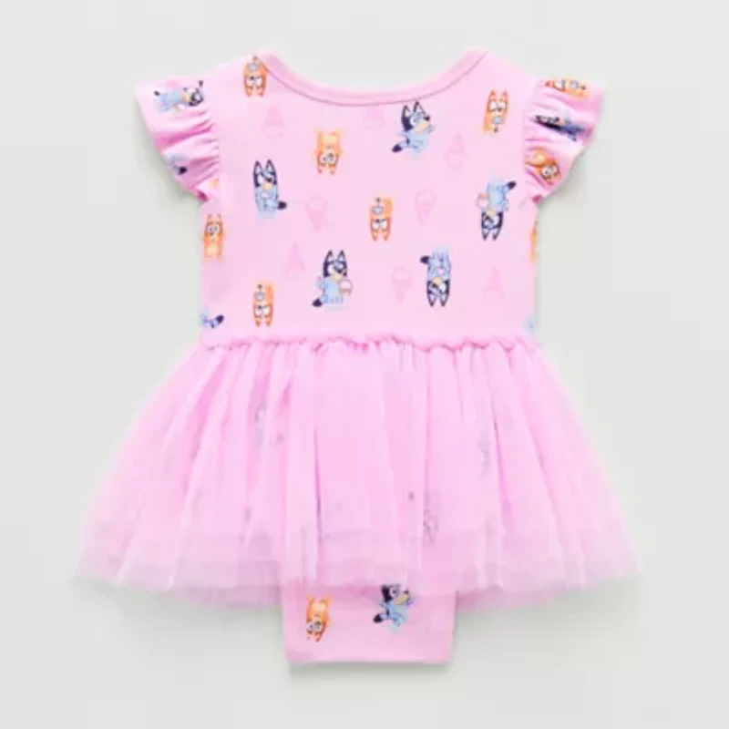 Baby Girls Bluey Crew Neck Short Sleeve Bodysuit