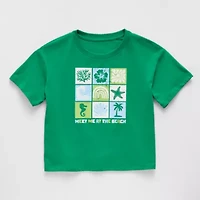 Thereabouts Little & Big Kid Girls Crew Neck Short Sleeve Boxy Fit Graphic T-Shirt