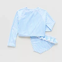 Okie Dokie Toddler & Little Girls Uv Protection Striped 2-pc. Rash Guard Set