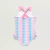 Okie Dokie Toddler & Little Girls Striped Sleeveless One Piece Swimsuit