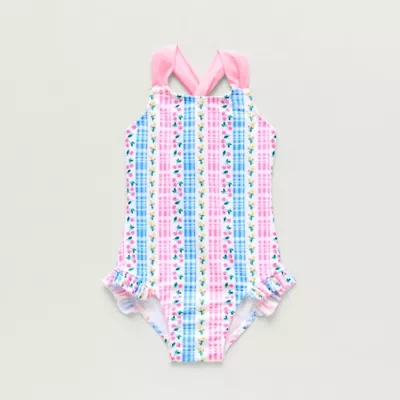Okie Dokie Toddler & Little Girls Striped Sleeveless One Piece Swimsuit