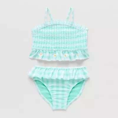 Okie Dokie Toddler & Little Girls Gingham 2-pc. Tankini Set