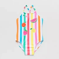 Okie Dokie Toddler & Little Girls Striped One Piece Swimsuit