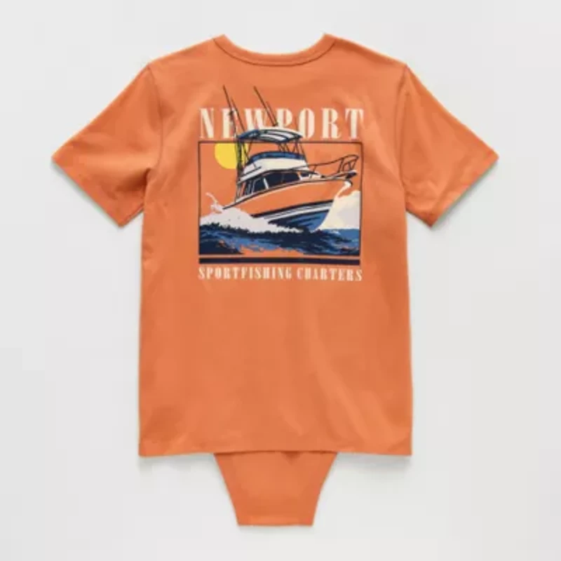 Thereabouts Little & Big Kid Boys Closure Easy-on + Easy-off Adaptive Crew Neck Short Sleeve Bodysuit