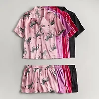 Ambrielle Womens Satin Short Sleeve 2-pc. Pajama Sets