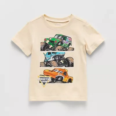 Hot Wheels Toddler Boys Crew Neck Short Sleeve Regular Fit Monster Jam Graphic T-Shirt