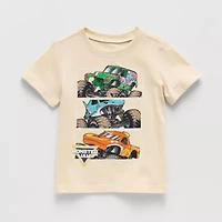Hot Wheels Toddler Boys Crew Neck Short Sleeve Regular Fit Monster Jam Graphic T-Shirt