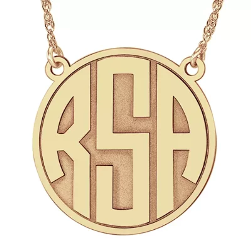 Personalized 25mm Circle Block Monogram Initials Pendant Necklace