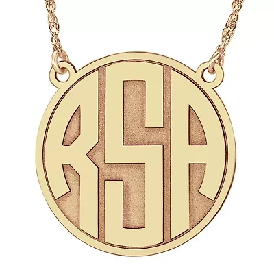 Personalized 25mm Circle Block Monogram Initials Pendant Necklace