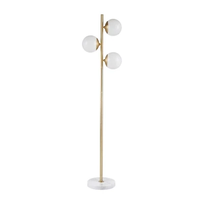 INK+IVY Holloway 3-Globe Light Floor Lamp with Marble Base