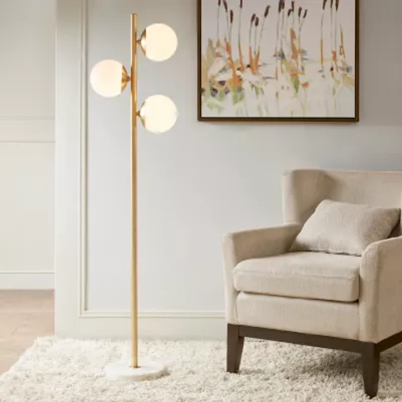 INK+IVY Holloway 3-Globe Light Floor Lamp with Marble Base