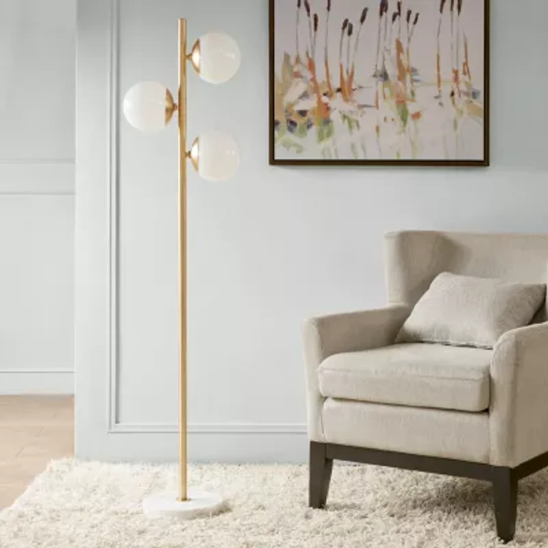 INK+IVY Holloway 3-Globe Light Floor Lamp with Marble Base