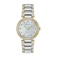 Citizen Silhouette Crystal Womens Crystal Accent Two Tone Stainless Steel Bracelet Watch Em0844-58d