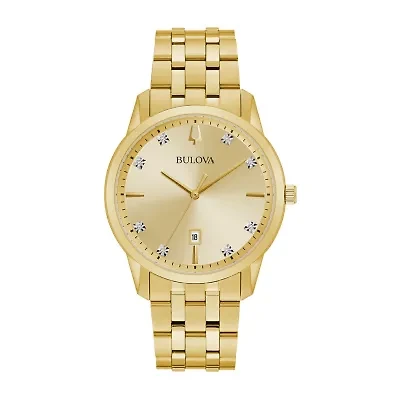 Bulova Sutton Mens Gold Tone Stainless Steel Bracelet Watch 97d123
