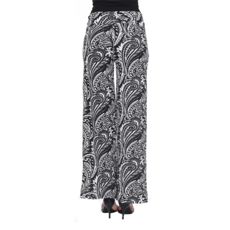 White Mark Womens Mid Rise Wide Leg Palazzo Pant