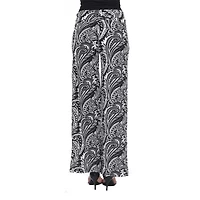White Mark Womens Mid Rise Wide Leg Palazzo Pant