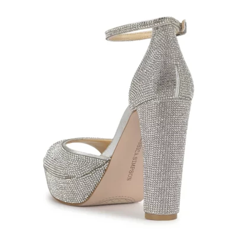 JS Jessica Simpson Izzella Womens Round Open Toe Block Heel Pumps