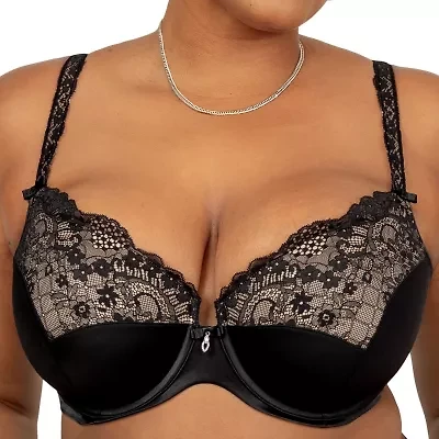 Curvy Couture Tulip Lace Push Up Bra-1017