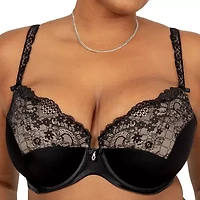 Curvy Couture Tulip Lace Push Up Bra-1017