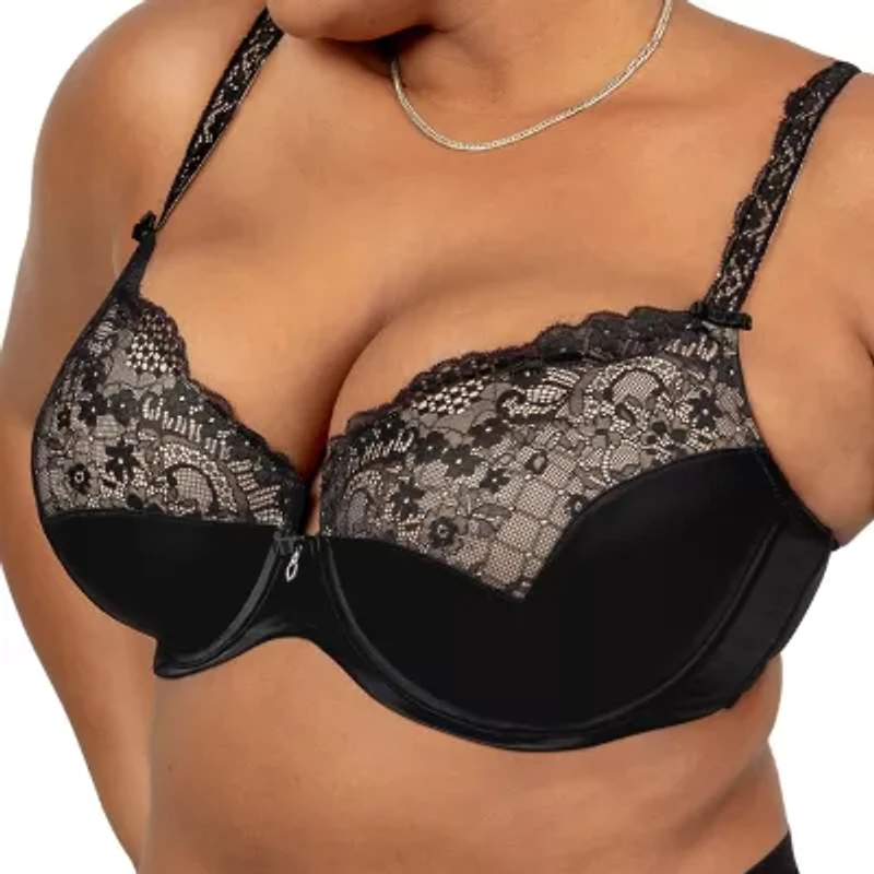 Curvy Couture Tulip Lace Push Up Bra-1017