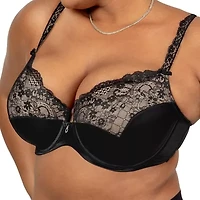 Curvy Couture Tulip Lace Push Up Bra-1017