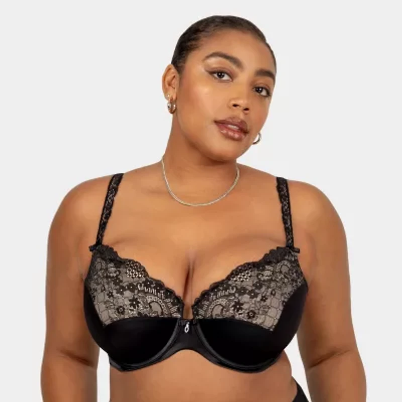 Curvy Couture Tulip Lace Push Up Bra-1017