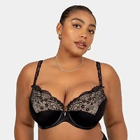 Curvy Couture Tulip Lace Push Up Bra-1017