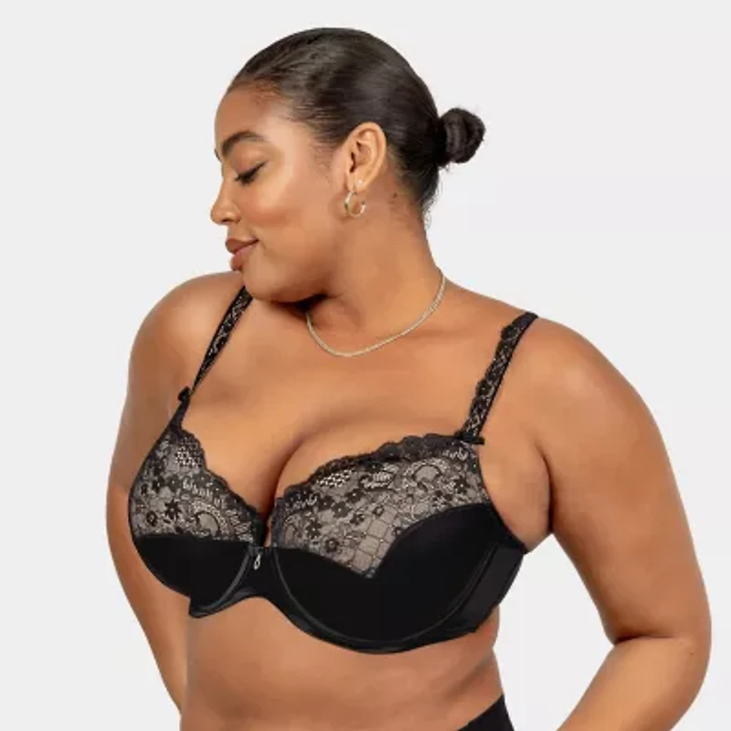Curvy Couture Tulip Lace Push Up Bra-1017