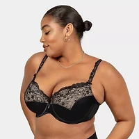 Curvy Couture Tulip Lace Push Up Bra-1017