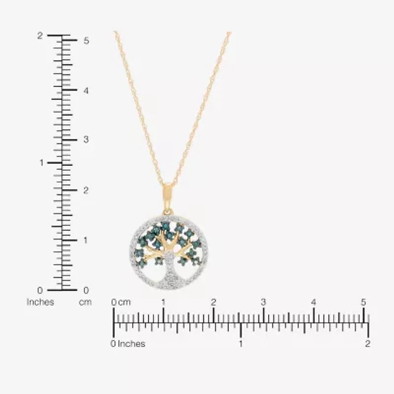 Limited Quantities! Womens 1/5 CT. Natural Green Diamond 10K Gold 18 Inch Pendant Necklace