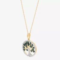 Limited Quantities! Womens 1/5 CT. Natural Green Diamond 10K Gold 18 Inch Pendant Necklace