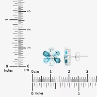 Limited Quantities! Diamond Accent Genuine Blue Topaz 10K Gold 10.4mm Flower Stud Earrings