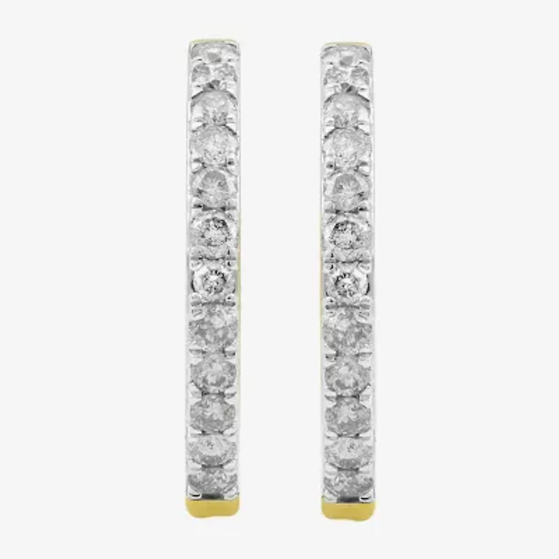 (I, I2) Womens 1 CT. T.W. Lab Grown White Diamond 10K Gold 22.5mm Circle Hoop Earrings