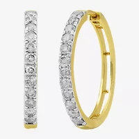 (I, I2) Womens 1 CT. T.W. Lab Grown White Diamond 10K Gold 22.5mm Circle Hoop Earrings