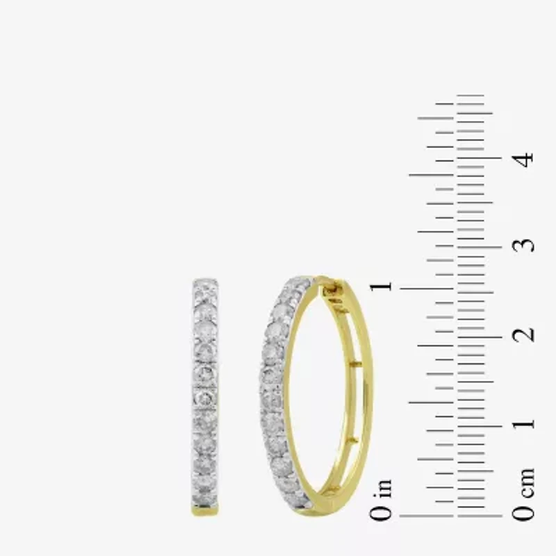 (I, I2) Womens 1 CT. T.W. Lab Grown White Diamond 10K Gold 22.5mm Circle Hoop Earrings