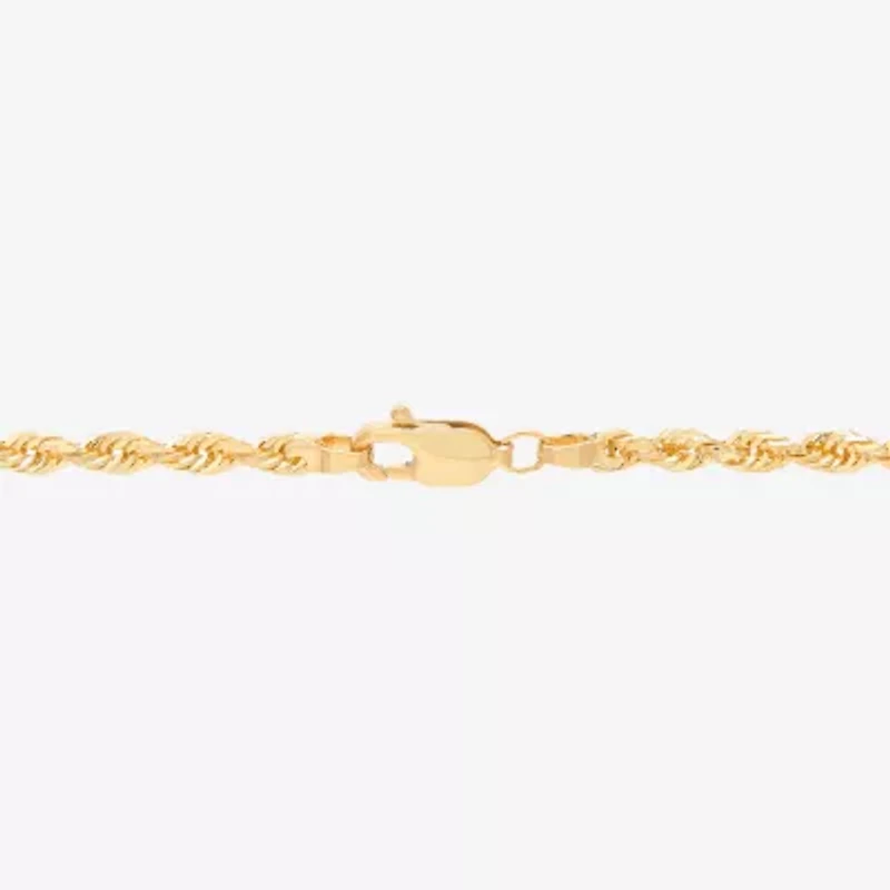 Womens 10K Gold 24 Inch Rope Chain Necklace